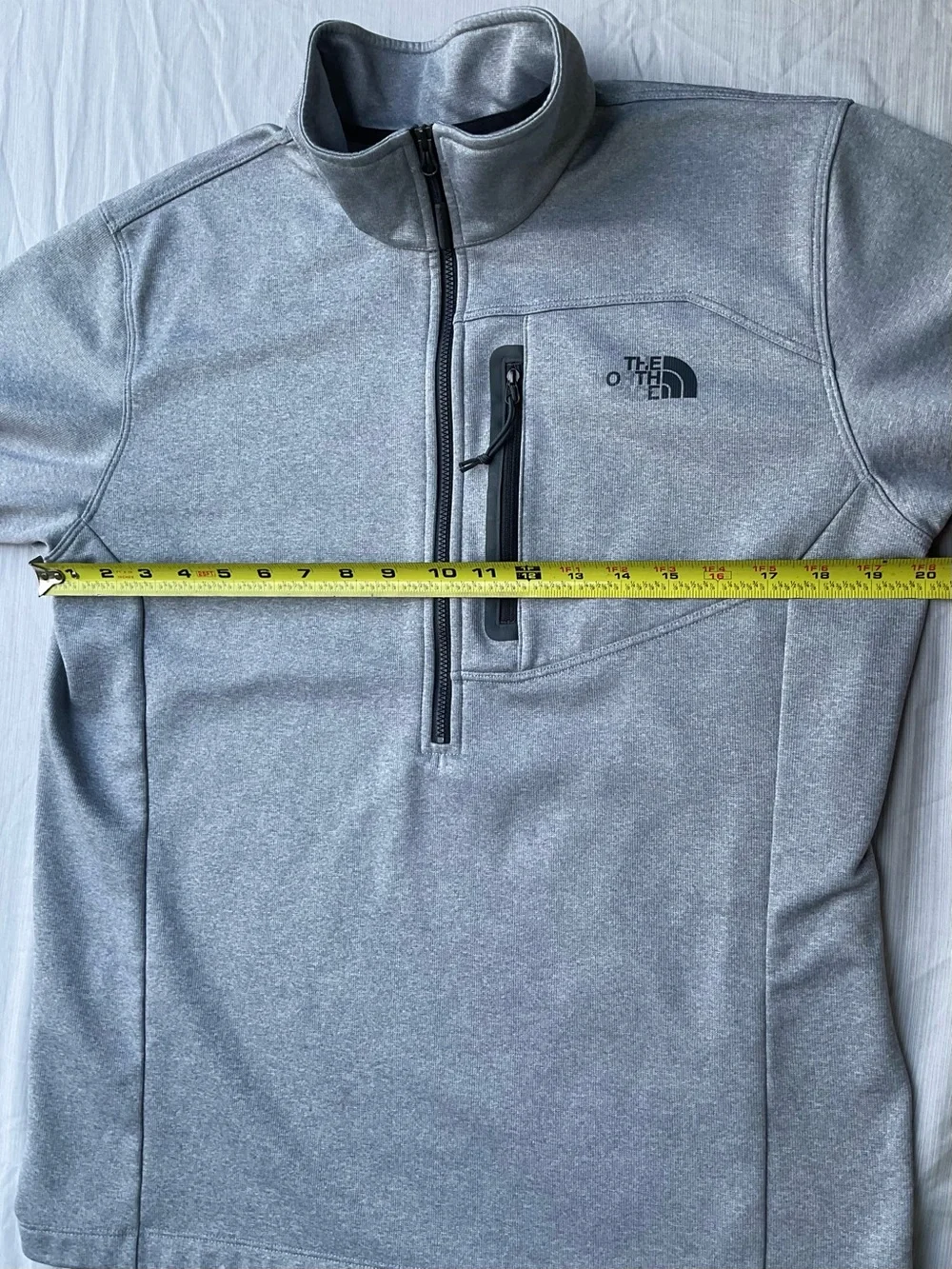The North Face Light Gray Quarter-Zip Pullover with Black Trim